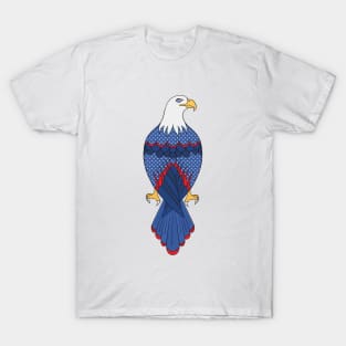 Blue, red and white starry eagle T-Shirt